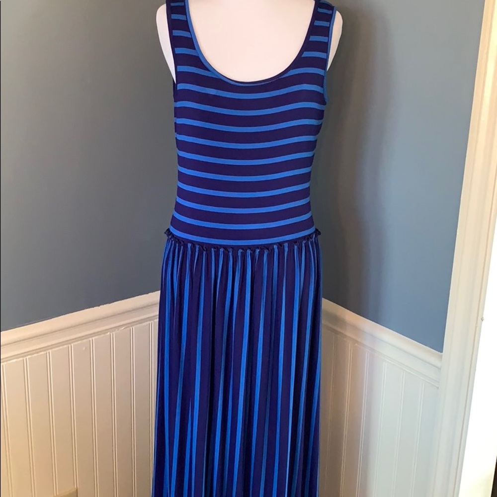 Calvin Klein Blue Striped Jersey Knit Maxi Dres 4